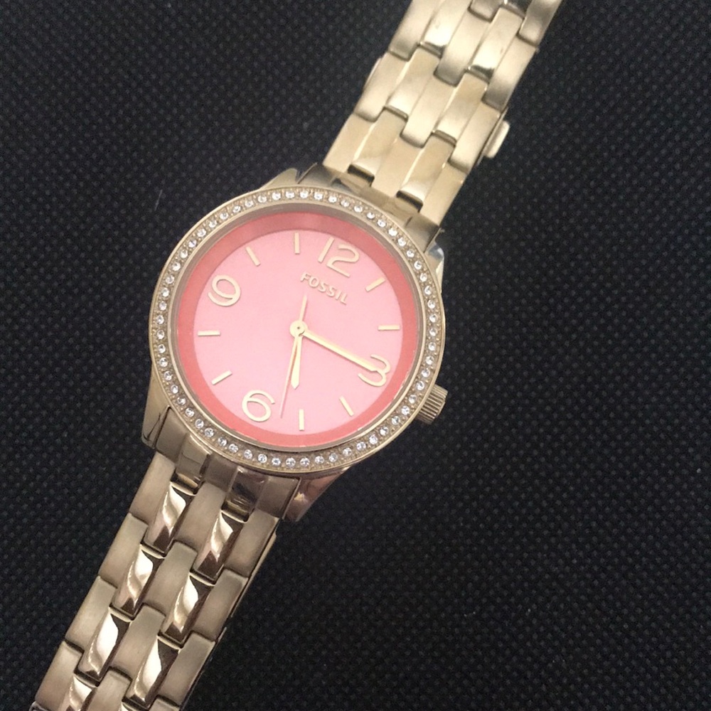 FOSSIL- Gold and Peach watch